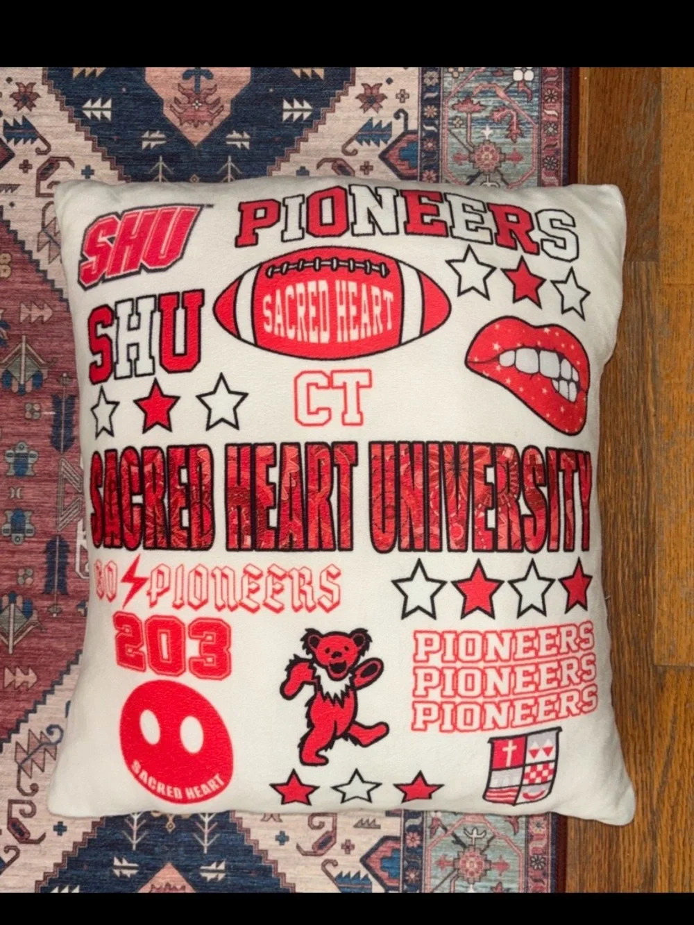 Pioneers Red & White Decorative Pillow